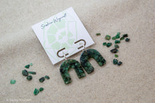 Load image into Gallery viewer, Emerald Rock Resin Arch Hoop Earrings | Sterling Silver
