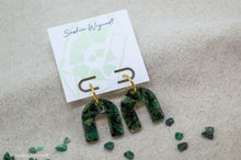 Load image into Gallery viewer, Emerald Rock Resin Arch Hoop Earrings | Gold Vermeil
