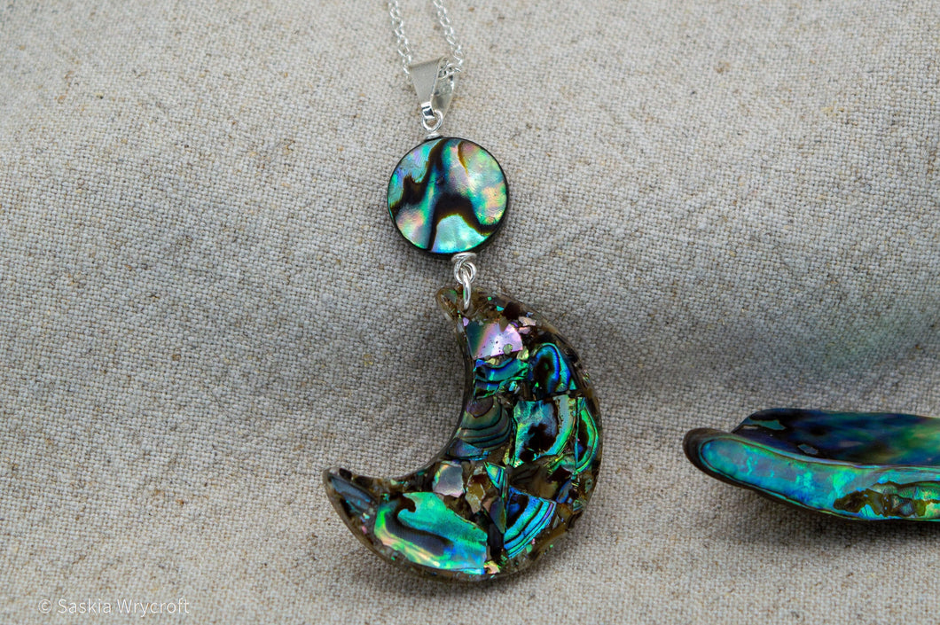 Crescent Moon Abalone Shell Necklace  | Silver Plated | Sterling Silver
