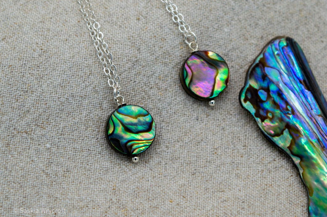 Abalone Shell Circle Necklace | Silver Plated | Sterling Silver