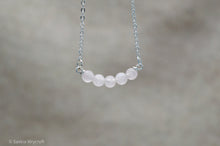 Load image into Gallery viewer, Rose Quartz Bar Beaded Necklace | Silver Plated | Sterling Silver
