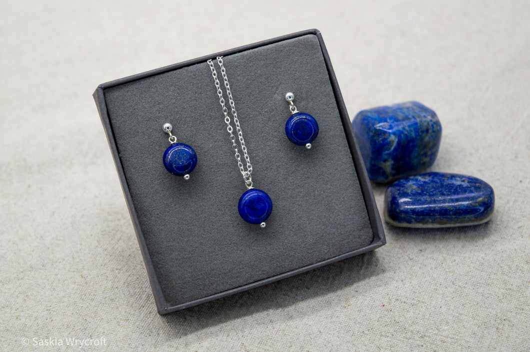 Lapis Lazuli Necklace and Earrings Gift Set | Silver Plated | Sterling Silver